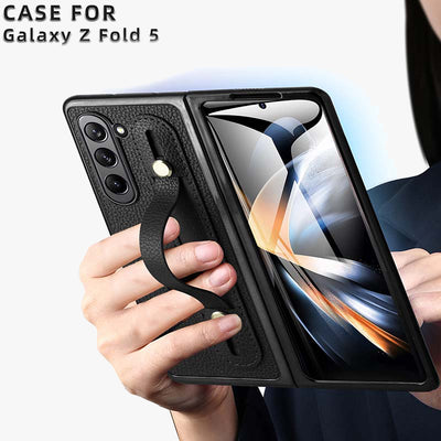 Samsung Fold Wrist Strap Foldable Anti Drop Leather Phone Case