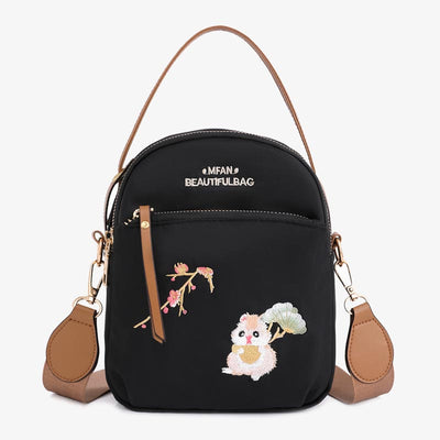 Squirrel Embroidery Oxford Phone Bag For Women Lightweight Crossbody Bag