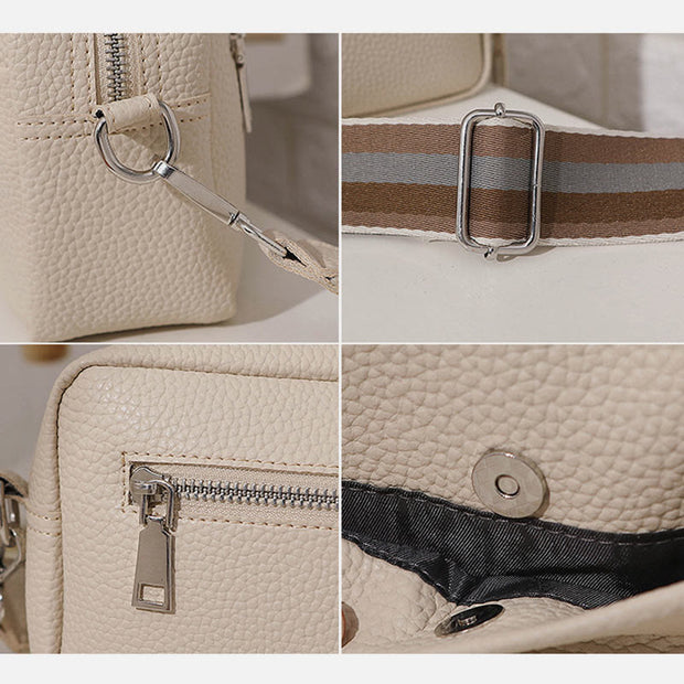 Wide Detachable Strap Shoulder For Women Faux Leather Crossbody Bag