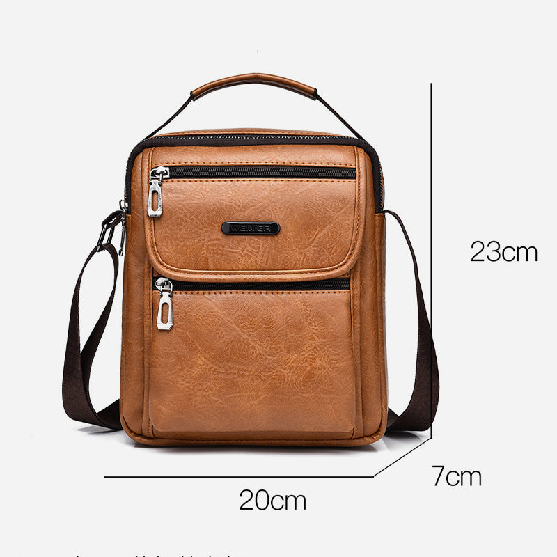 Portable Messenger Bag For Men Business Vegan Leather Shoulder Bag