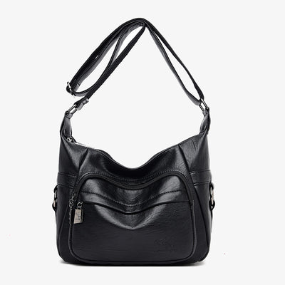 Double Compartment Crossbody Bag For Women Simple Elegant Leather Purse