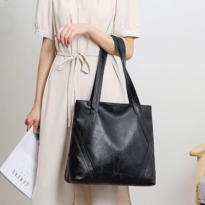Large Capacity Women's Faux Leather Tote Shoulder Purse Casual Handbag