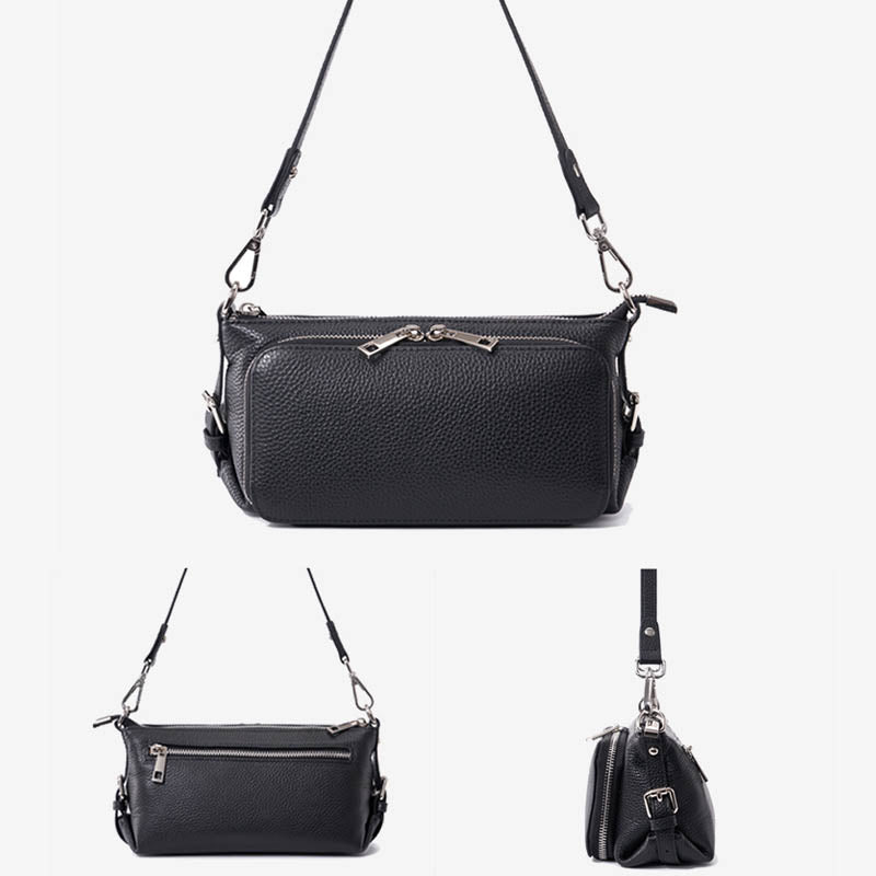 Double Compartment Underarm Phone Bag For Dating Crossbody Leather Purse