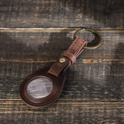 Retro Leather Airtag Keychain