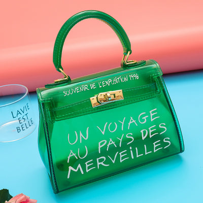 Transparent Top Handle Bag Bright Color Crossbody Handbag For Women