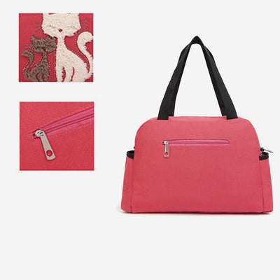 Multifunctional Cat Printing Canvas Handbag
